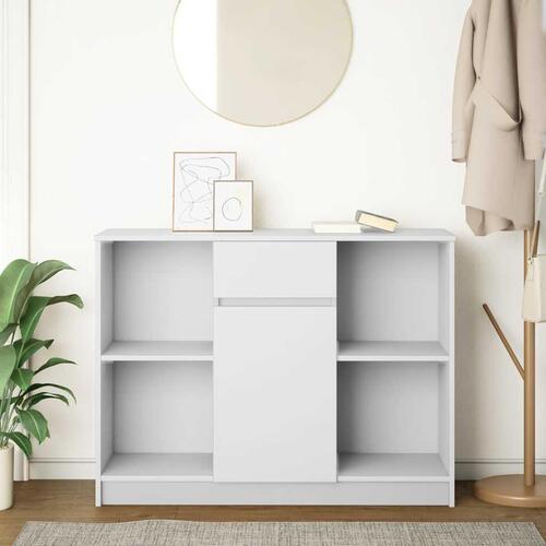 Skænk med skuffe 101x35x76 cm konstrueret træ hvid