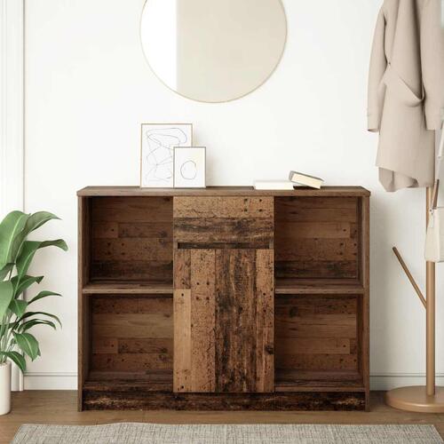 Skænk med skuffe 101x35x76 cm konstrueret træ antikt træ