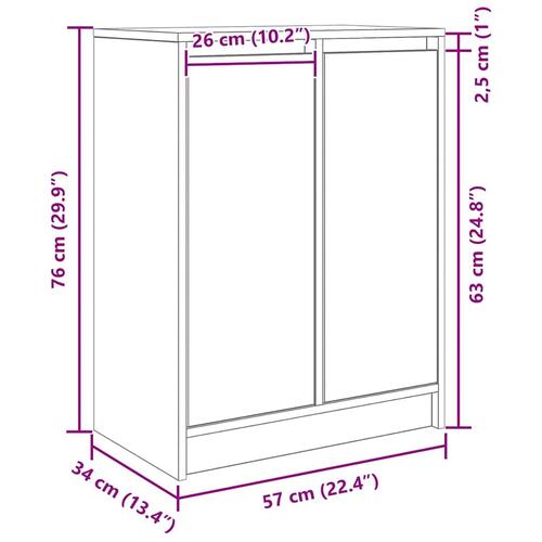 Skænk 57x34x76 cm konstrueret træ røget egetræsfarve