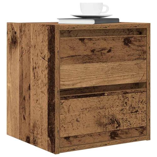 Væghængt sengebord 38x34x40 cm antikt træ