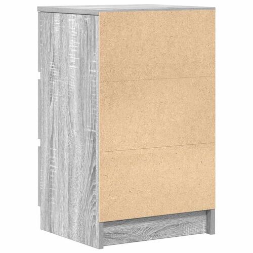 Sengebord med 3 skuffer 39x35x65 cm grå sonoma-eg