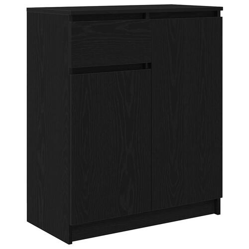 Skænk med skuffe 71x35x84 cm konstrueret træ sort egetræ