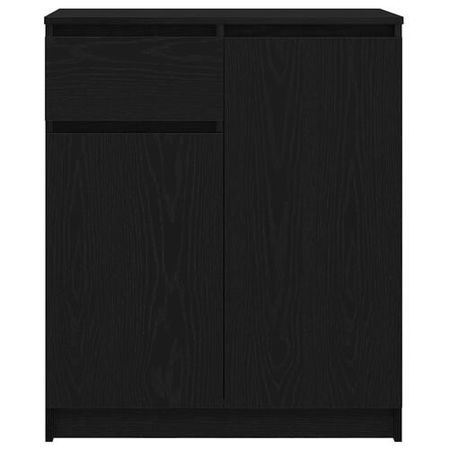Skænk med skuffe 71x35x84 cm konstrueret træ sort egetræ