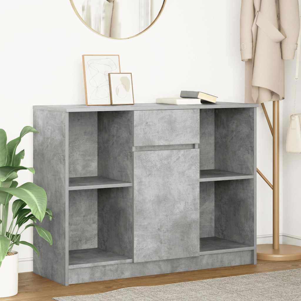 Skænk med skuffe 101x35x76 cm konstrueret træ betongrå
