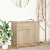 Skænk med skuffe 71x35x65 cm konstrueret træ sonoma-eg