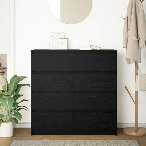 Skænk 100x35x99 cm konstrueret træ sort egetræsfarve