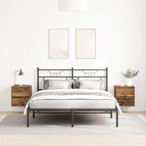 Væghængte sengeborde 2 stk. 38x34x40 cm antikt træ