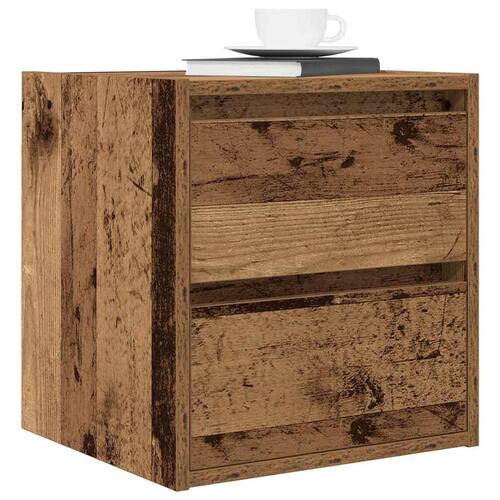 Væghængte sengeborde 2 stk. 38x34x40 cm antikt træ