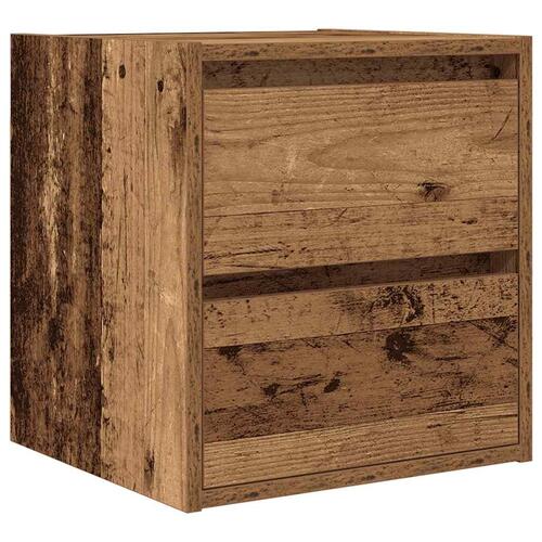 Væghængte sengeborde 2 stk. 38x34x40 cm antikt træ
