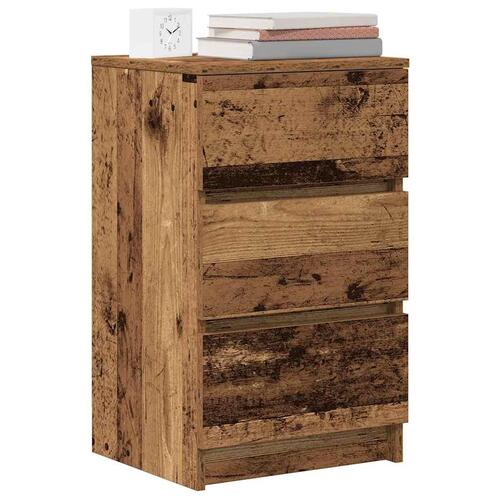 Sengeborde med 3 skuffer 2 stk. 39x35x65 cm gammelt træ-look