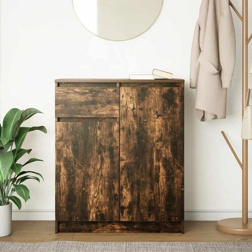 Skænk med skuffe 71x35x84 cm konstrueret træ røget egetræ