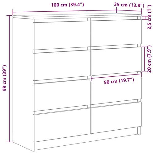 Skænk 100x35x99 cm konstrueret træ sonoma-eg
