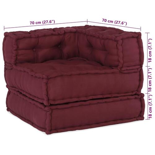 Modulpuf stof 70x70x54 brunrød
