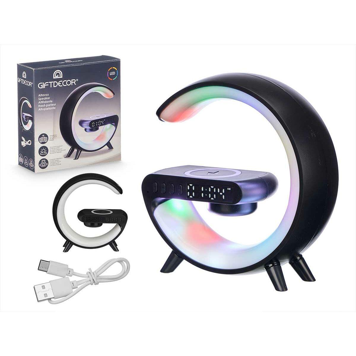 Bordur med vækkeur og Qi trådløs oplader - , sort