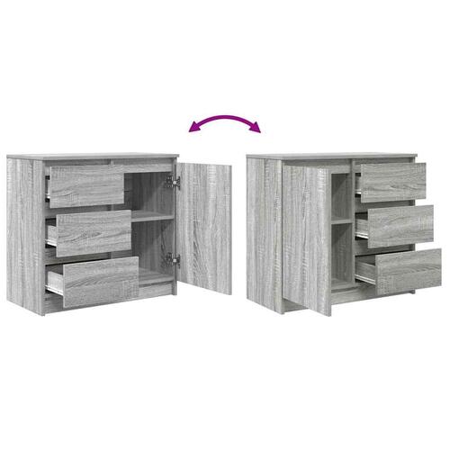 Skænk med skuffe 71x35x65 cm konstrueret træ grå sonoma-eg
