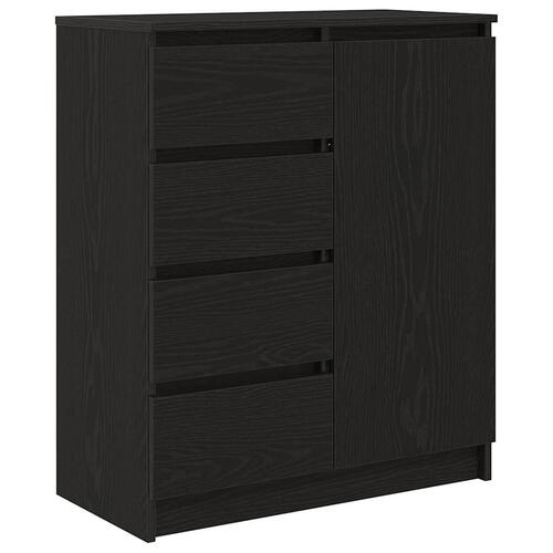 Skænk med skuffer 71x35x84 cm konstrueret træ sort egetræ