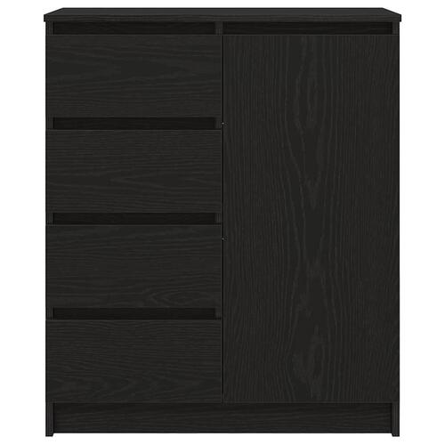 Skænk med skuffer 71x35x84 cm konstrueret træ sort egetræ