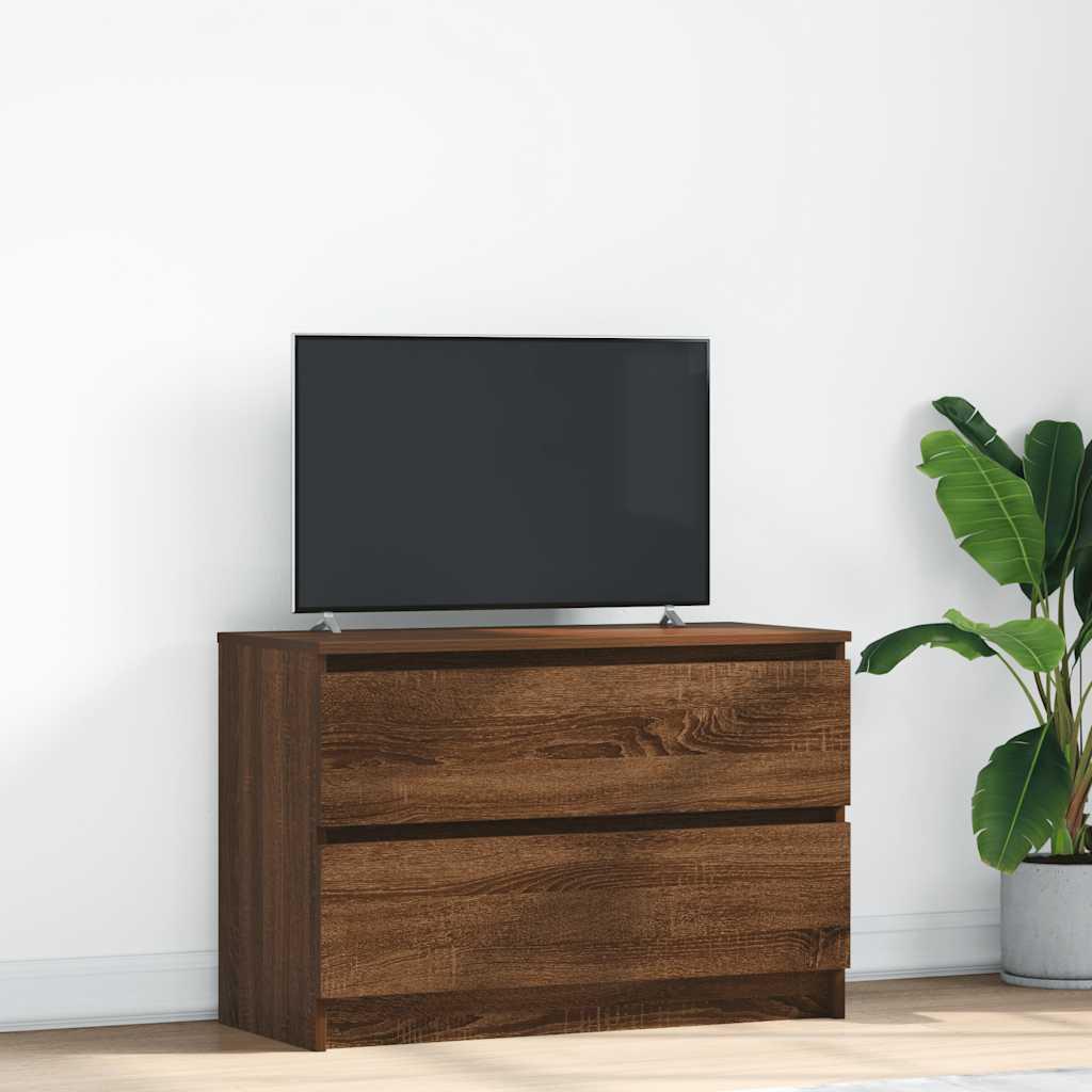 Tv-bord 80x35x54 cm konstrueret træ brun egetræsfarve