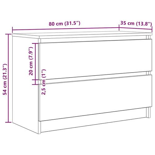Tv-bord 80x35x54 cm konstrueret træ brun egetræsfarve