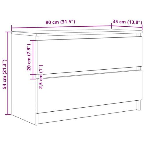 Tv-bord 80x35x54 cm konstrueret træ sort