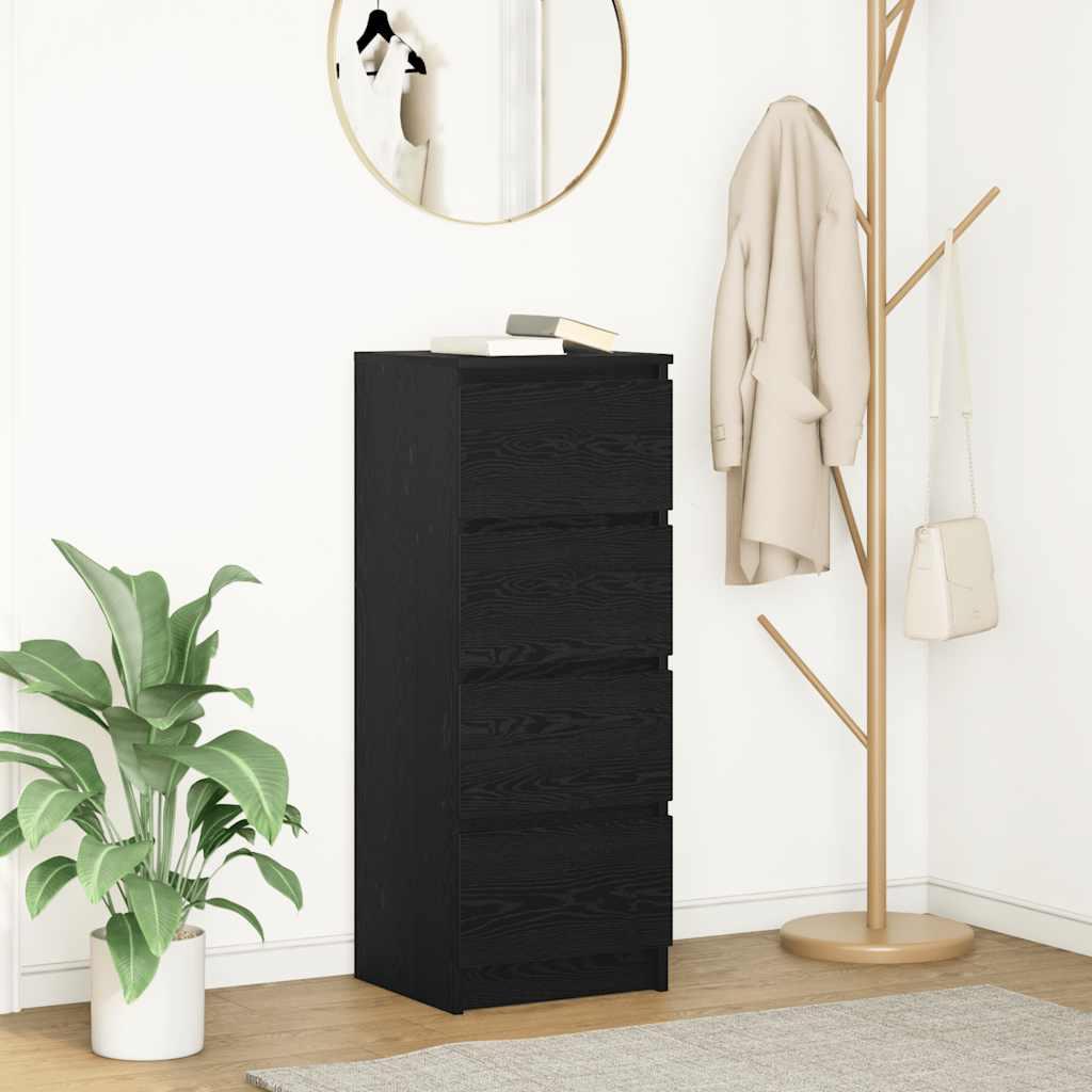 Skænk 37,5x35x99 cm konstrueret træ sort egetræsfarve