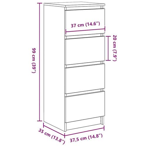 Skænk 37,5x35x99 cm konstrueret træ sort egetræsfarve