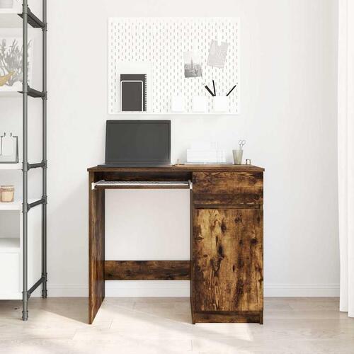 Skrivebord 86x49x76 cm konstrueret træ røget egetræsfarve