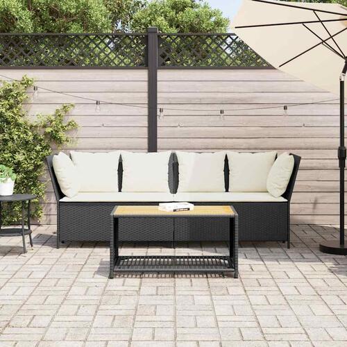 Havesofa med hynder polyrattan sort