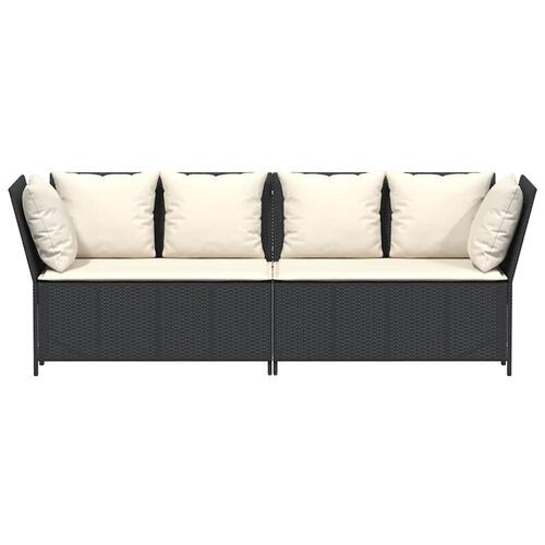 Havesofa med hynder polyrattan sort