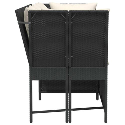 Havesofa med hynder polyrattan sort