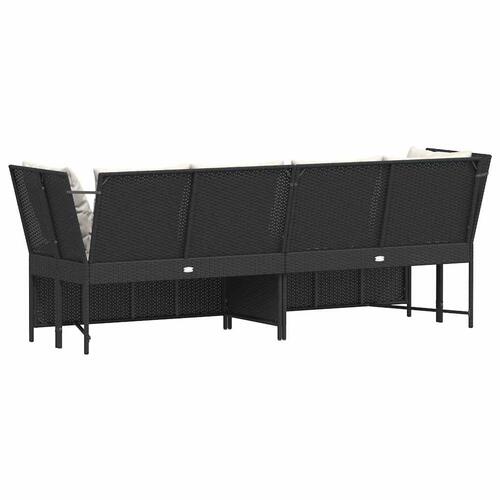 Havesofa med hynder polyrattan sort