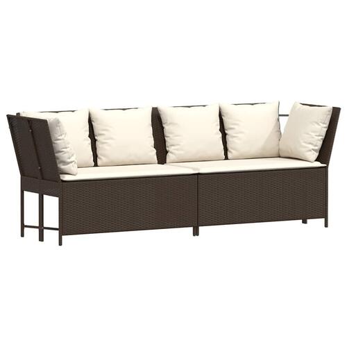 Havesofa med hynder polyrattan brun