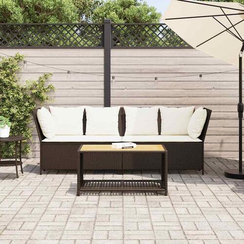 Havesofa med hynder polyrattan brun