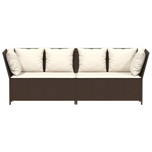 Havesofa med hynder polyrattan brun
