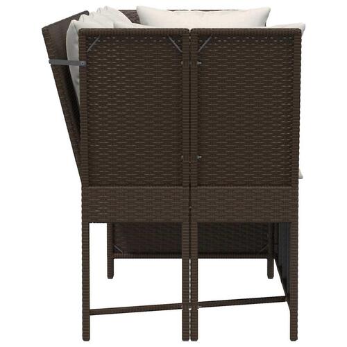 Havesofa med hynder polyrattan brun
