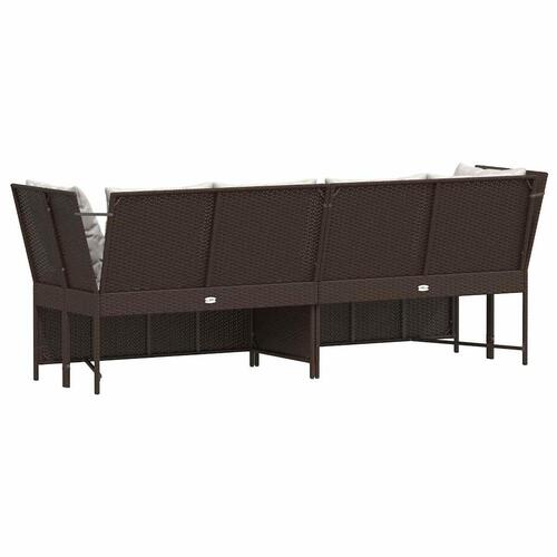 Havesofa med hynder polyrattan brun