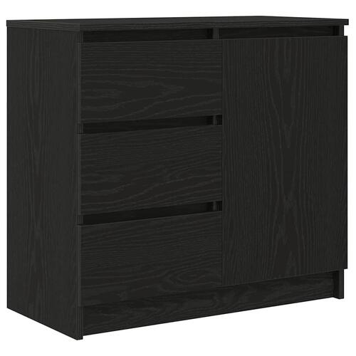 Skænk med skuffe 71x35x65 cm konstrueret træ sort egetræ