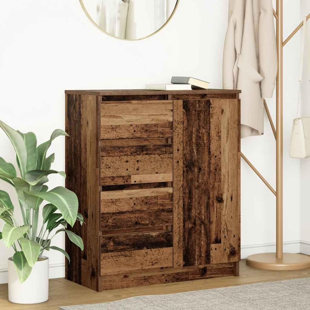 Skænk med skuffer 71x35x84 cm konstrueret træ antikt træ