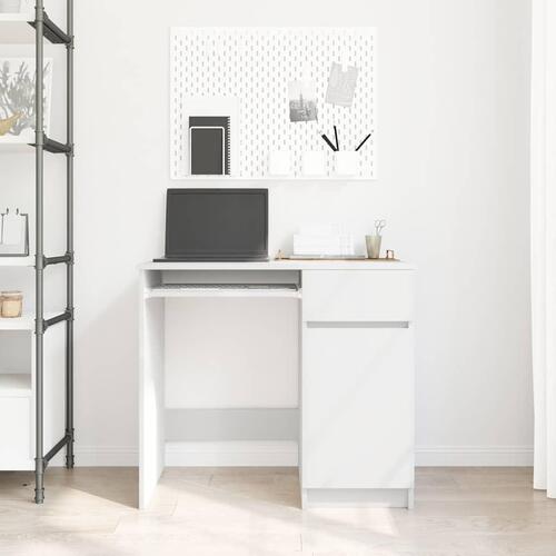 Skrivebord 86x49x76 cm konstrueret træ hvid