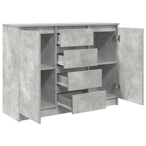 Skænk med skuffer 100,5x35x76 cm konstrueret træ betongrå