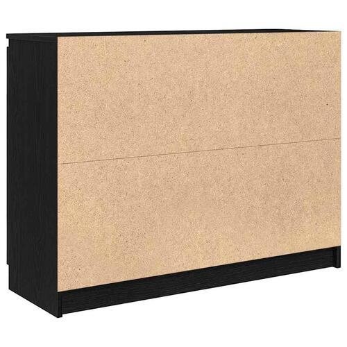 Skænk med skuffer 100,5x35x76 cm konstrueret træ sort egetræ
