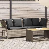Havesofa med hynder polyrattan lysegrå