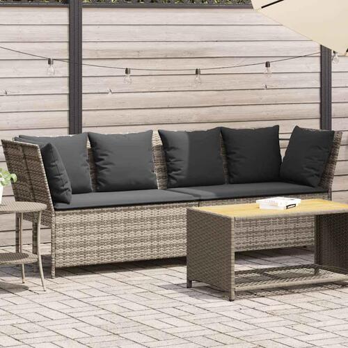 Havesofa med hynder polyrattan lysegrå