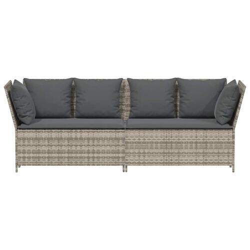 Havesofa med hynder polyrattan lysegrå