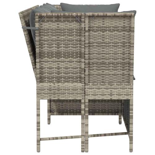 Havesofa med hynder polyrattan lysegrå