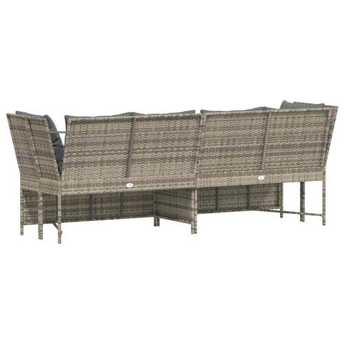 Havesofa med hynder polyrattan lysegrå