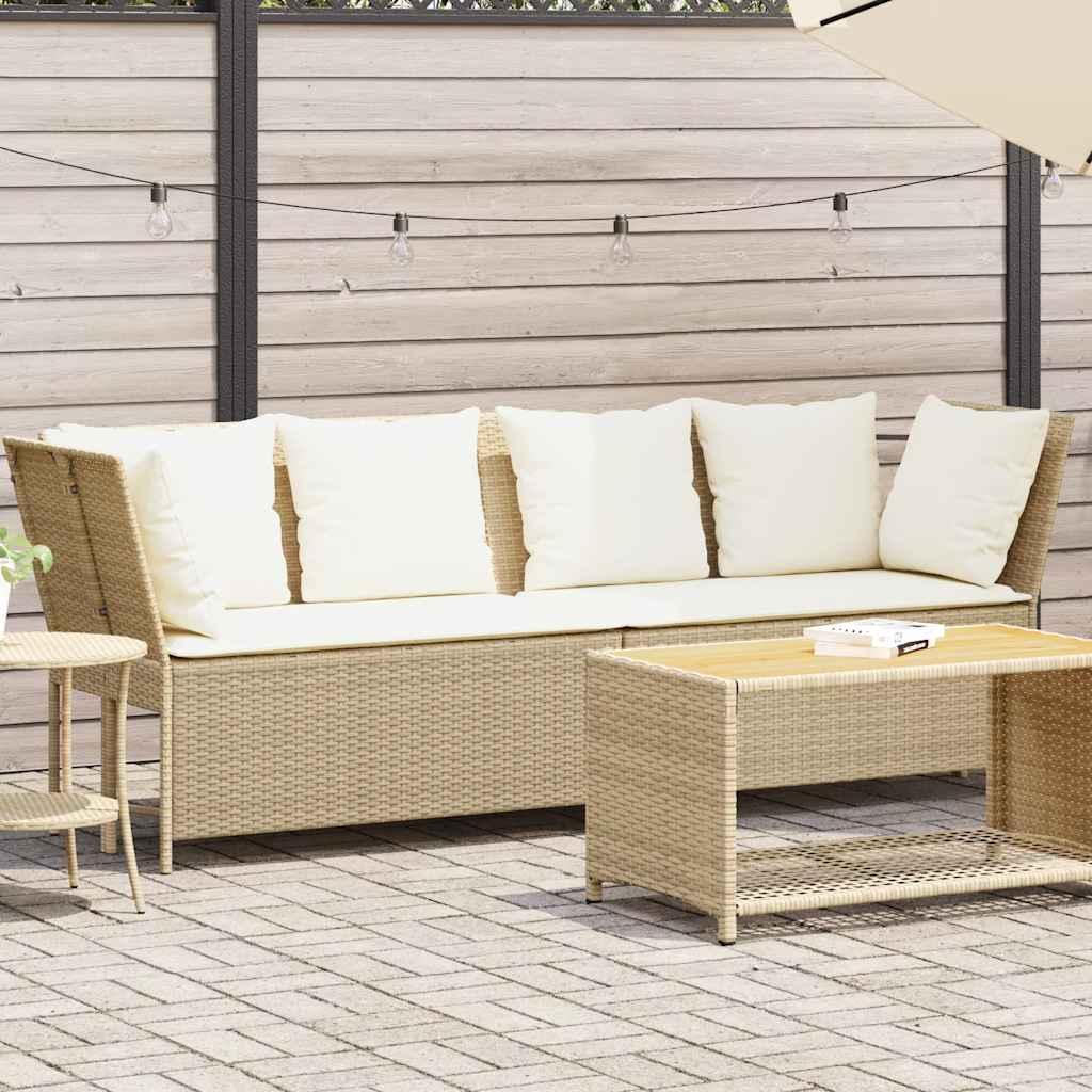 Havesofa med hynder polyrattan beige