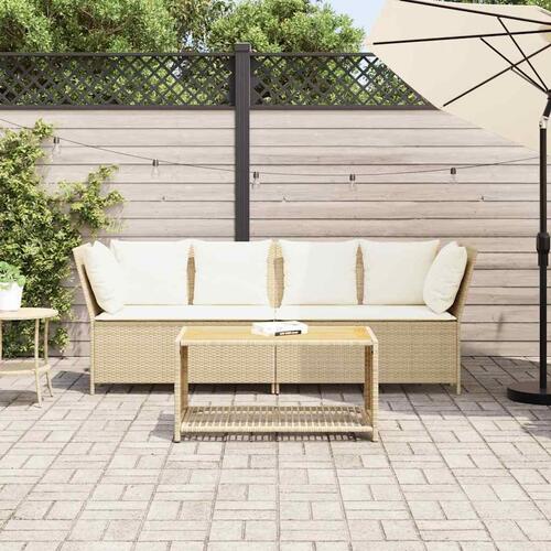 Havesofa med hynder polyrattan beige