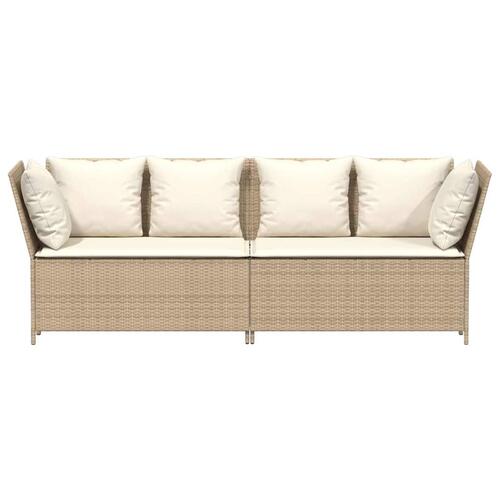 Havesofa med hynder polyrattan beige
