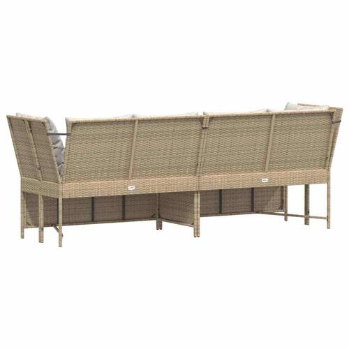 Havesofa med hynder polyrattan beige